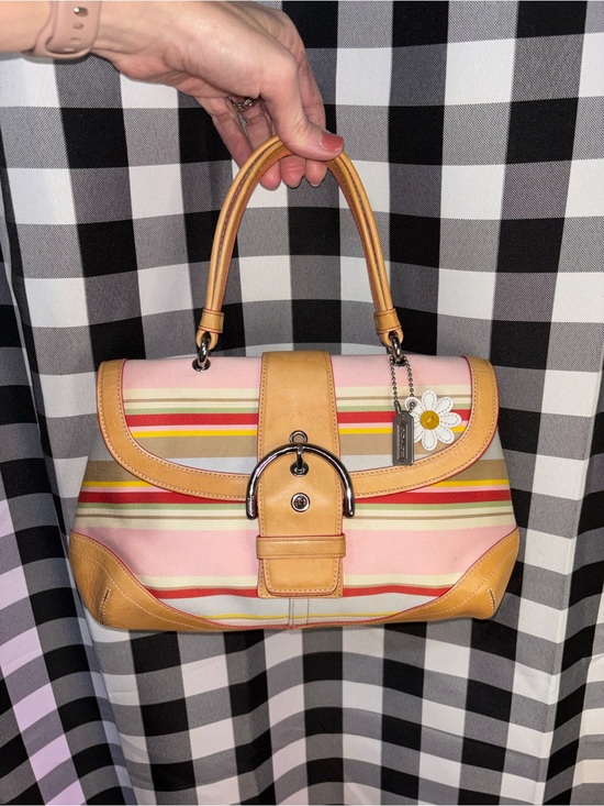 Coach Handbags - Coach Hampton Soho Twill Striped Satchel Y2K 2004